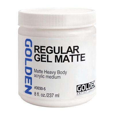 Regular Gel Matte by GOLDEN, 8 fl. oz. Jar, Professional Acrylic Gel Medium, Semi-Transparent