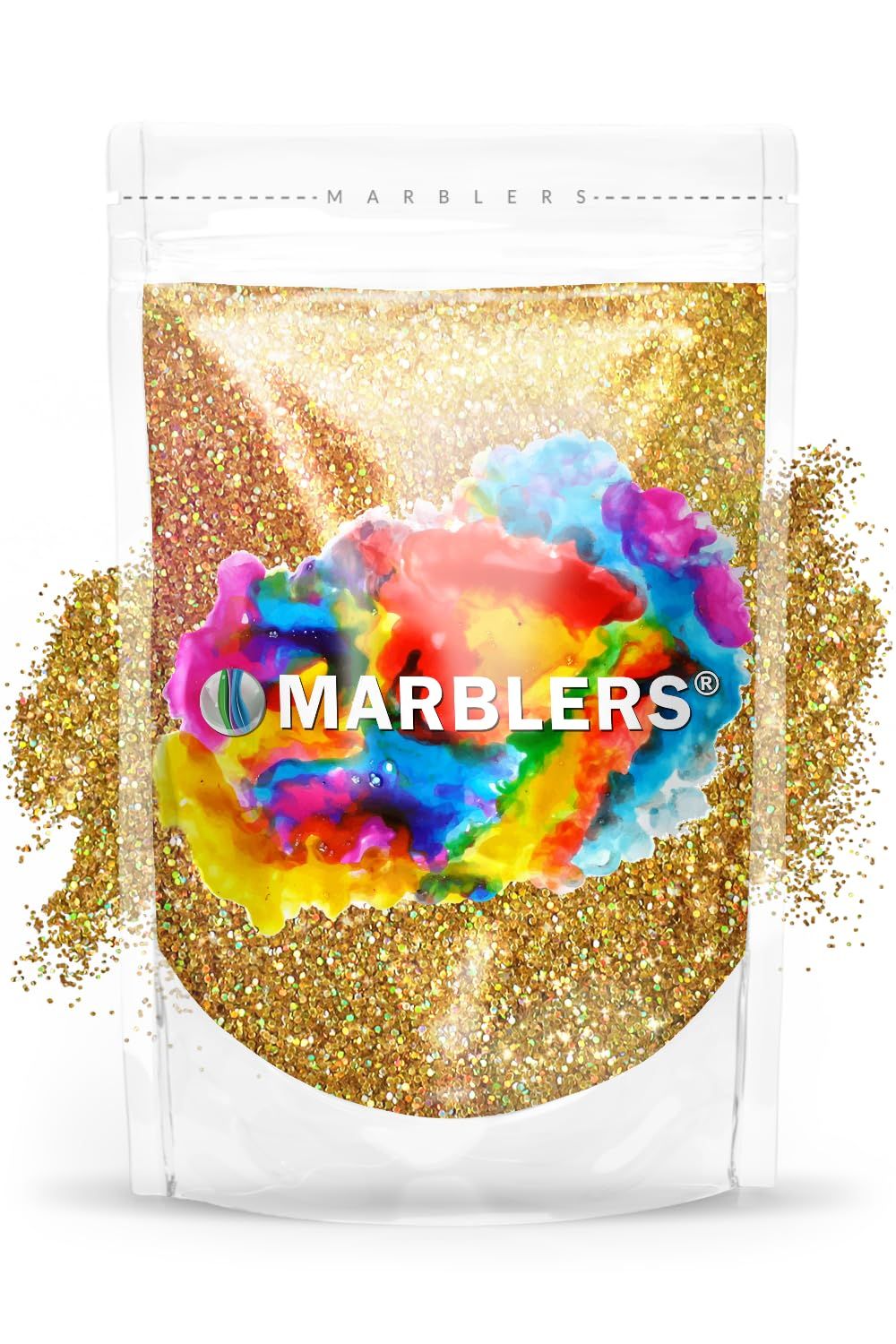 MARBLERS Holographic Glitter [Holo 24K Gold] 3oz (85g) | Fine | Non-Toxic, Vegan, Cruelty-Free | Face, Body, Eyeshadow, Hair, Festival, Party Makeup | Nail Art, Polish | Resin, Tumbler, Slime, Craft