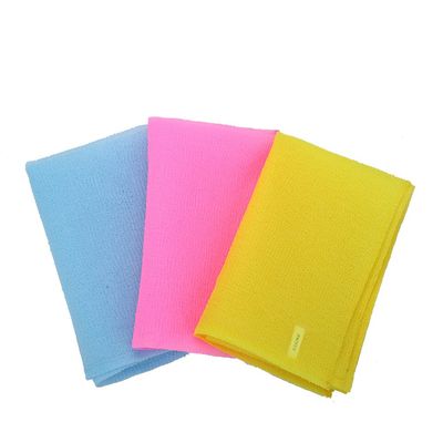 KAKOOI Long Exfoliating Nylon Bath Cloth/Towel, Magic Shower Washcloth for Body, 35 inches(3PCS, Blue&amp;Yellow&amp;Pink)