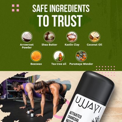 Ujjayi Natural Deodorant with Activated Charcoal | Deodorant for Men and Women | Aluminum-Free, Paraben-Free, Sulfate-Free, Vegan, Gluten-Free, Cruelty-Free, Handmade (Unscented)