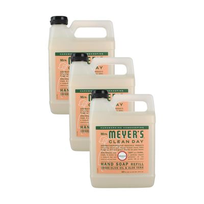MRS. MEYER&#39;S CLEAN DAY Organic Geranium Scent Liquid Hand Soap Refill, Vegan, 33 Ounces (Pack Of 3)