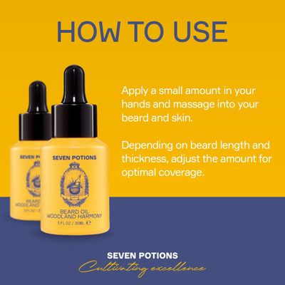 Beard Oil 1 fl oz by Seven Potions. Sweet and Woody Scented Beard Softener. Stops Beard Itch. Natural, Vegan, Beard Conditioning Oil. Contains Jojoba Oil (Woodland Harmony)