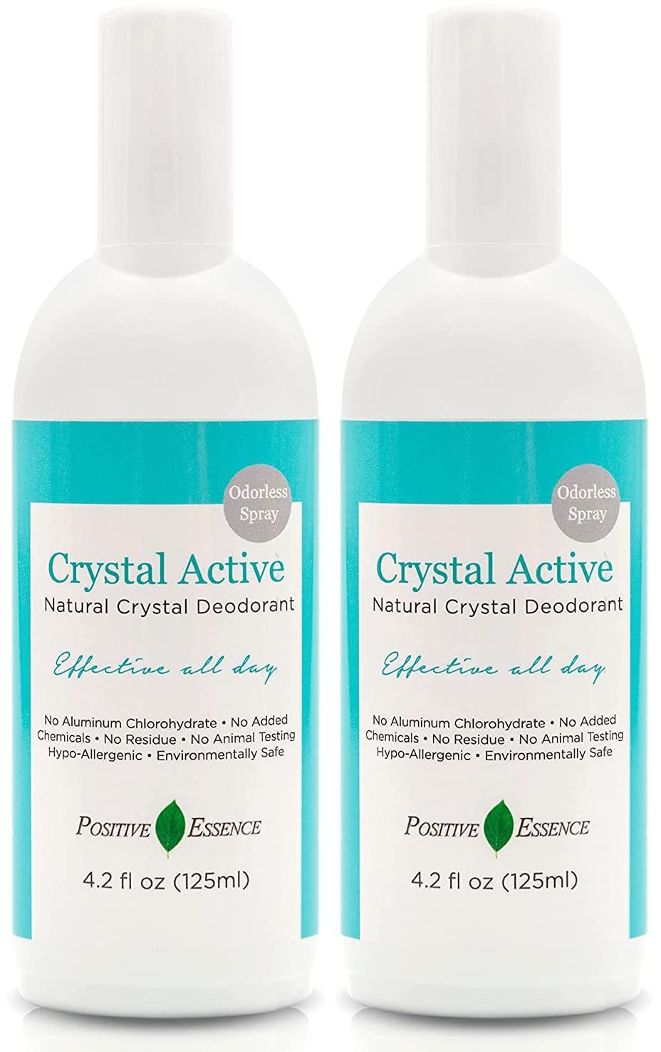 Crystal Deodorant Spray, Natural Long Lasting Thai Crystal Spray Deodorant, No Aluminum Chlorohydrate or Chemicals, Unscented, Odorless Spray Deodorant for Women and Men, 125 ml 4.2 Fl Oz (2-Pack)