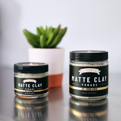 KINGPIN Matte Clay Hair Wax for Men - Flexible Hold &amp; Natural Finish - Non-Flaking, Hydrating Styling Clay for All Hair Types - 2.5oz travel size