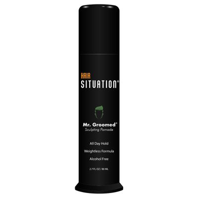 Hair Situation Mr. Groomed Strong Hold Pomade for Men - Matte Finish, Natural Look, All Day Hold, Alcohol-Free for All Hair Styles, Infused with Vitamin Pro-VB-5, A, E, B, C for Healthy Hair 2.7 Fl Oz
