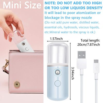 Mudder 4 Pcs Nano Facial Mister Handy Nano Mist Sprayer 30ml Visual Water Tank Portable Face Steamer Mini USB Nano Mister for Lash Extensions, Skin Care, Makeup(White, Light Pink, Blue, Pink)
