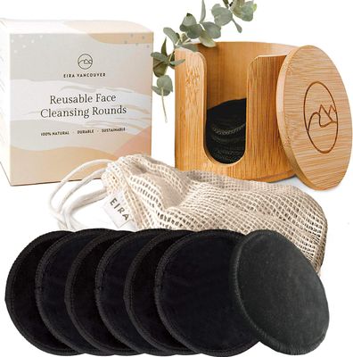 Eira&#39;s Reusable Makeup Remover Pads | With Washable Laundry Bag | Zero Waste Facial Round | Soft Reusable Face Pad | Large Bamboo Cotton Rounds for Toner | Bamboo Holder For Storage of Cleansing Wipes