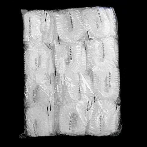 100 Pcs Disposable Plastic Thick Shower Caps Clear Elastic Bath Cap For Women Spa,Home Use,Hotel and Hair Salon,Pack of 100 Individually Wrapped