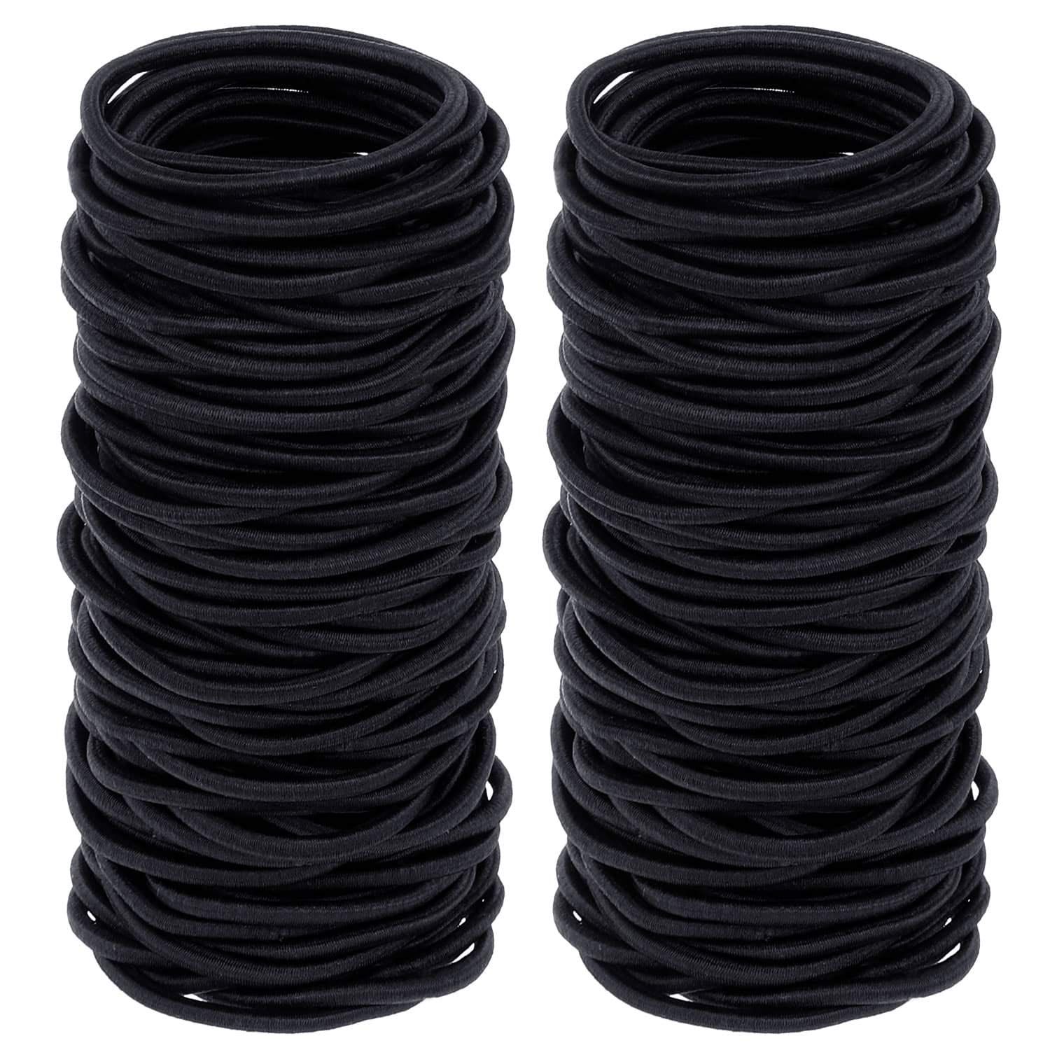 150 Pieces Black Hair Ties for Thick Curly Hair Bulk Hair Ties Ponytail Holders Hair Elastics Bands for Women or Men (4mm)