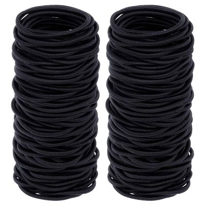 150 Pieces Black Hair Ties for Thick Curly Hair Bulk Hair Ties Ponytail Holders Hair Elastics Bands for Women or Men (4mm)