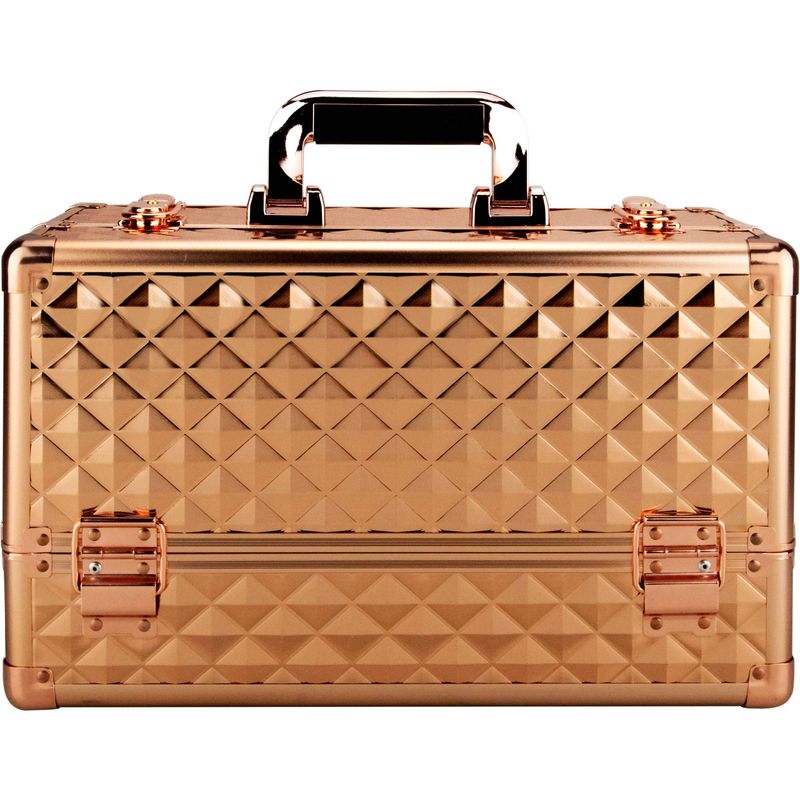 Ver Beauty 6-Tiers VP001 Accordion Trays Professional Cosmetic Makeup Train Case, Rose Gold Diamond