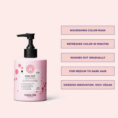 Maria Nila Color Refresh Pink Pop, 10.1 Fl Oz / 300 ml, Pink Color Bomb, Semi-Permanent Pigments, 100% Vegan &amp; Sulfate/Paraben free