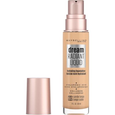 Maybelline Dream Radiant Liquid Medium Coverage Hydrating Makeup, Lightweight Liquid Foundation, Sandy Beige, 1 Count