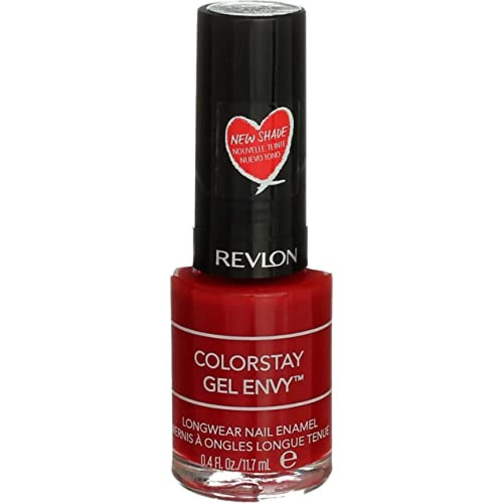 Revlon ColorStay Gel Envy Longwear Nail Polish, with Built-in Base Coat &amp; Glossy Shine Finish, in Red/Coral, 550 All On Red, 0.4 oz