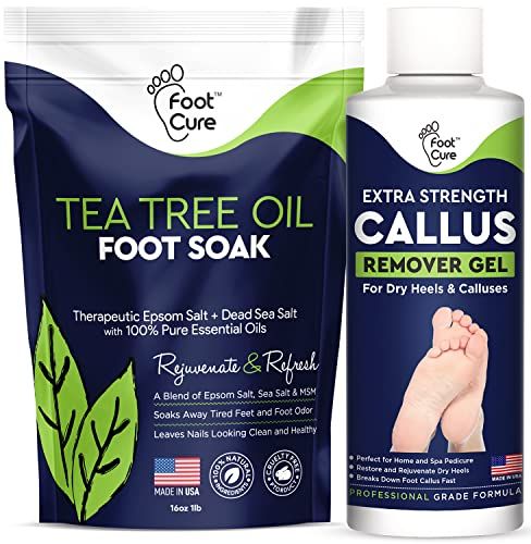 Tea Tree Foot Soak &amp; Callus Remover Gel Kit - Extra Strength Callus Remover Gel &amp; Foot Soak With Epsom Salts For Calluses, Dry Cracked Heels, Toenail - Pedicure for Tired Feet