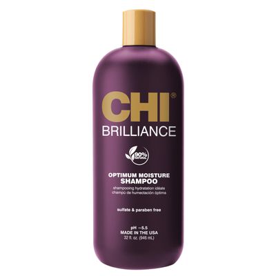 CHI Deep Brilliance Optimum Moisture Shampoo, With Olive &amp; Monoi Oil To Hydrate Hair, Sulfate, Paraben, &amp; Cruelty-Free, 32 Oz