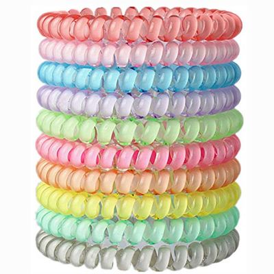 Hodooly Candy Color Hair Accessories: 10 Piece Coil Elastics, Multicolor No-Crease Telephone Cord Plastic Hair Ties for Women