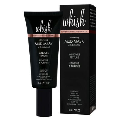 Whish Mud Mask with Bakuchiol - Natural Retinol Alternative Clay Mask - Pore Minimizing &amp; Acne Treatment for Oily, Dry Skin - Hydrating Skincare Mask - Paraben &amp; Sulfate Free - 2 fl oz