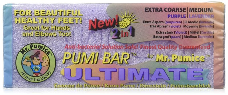 Mr. Pumice Ultimate Pumi Bar, 2-in-1 Callus Remover, Pedicure Stone &amp; Ped File Scrubber for Smooth Feet and Heels, Dual-Grit (Medium + Coarse), 1 Count