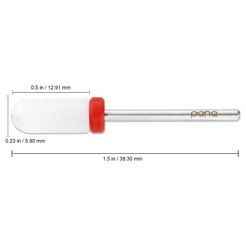 PANA 3/32" Professional Smooth Top Small Barrel White Ceramic Bit - Nail Drill Bit for Dremel Machine (Fine - Small Barrel)