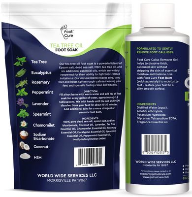 Tea Tree Foot Soak &amp; Callus Remover Gel Kit - Extra Strength Callus Remover Gel &amp; Foot Soak With Epsom Salts For Calluses, Dry Cracked Heels, Toenail - Pedicure for Tired Feet