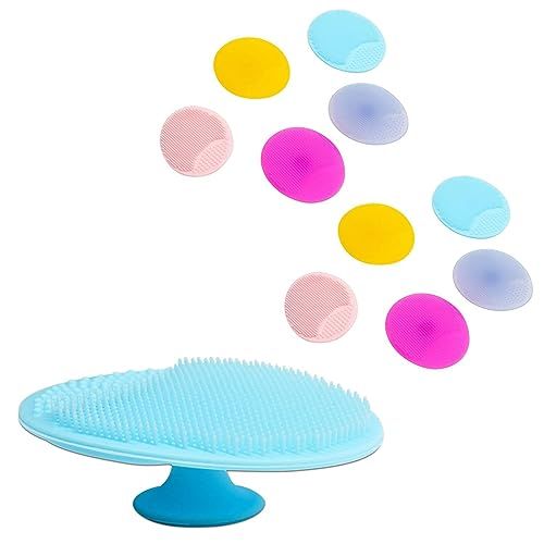 Glamlily 10 Piece Silicone Face Cleanser and Body Scrubber Pad, Exfoliating Scrub Brush for Shower, 5 Colors