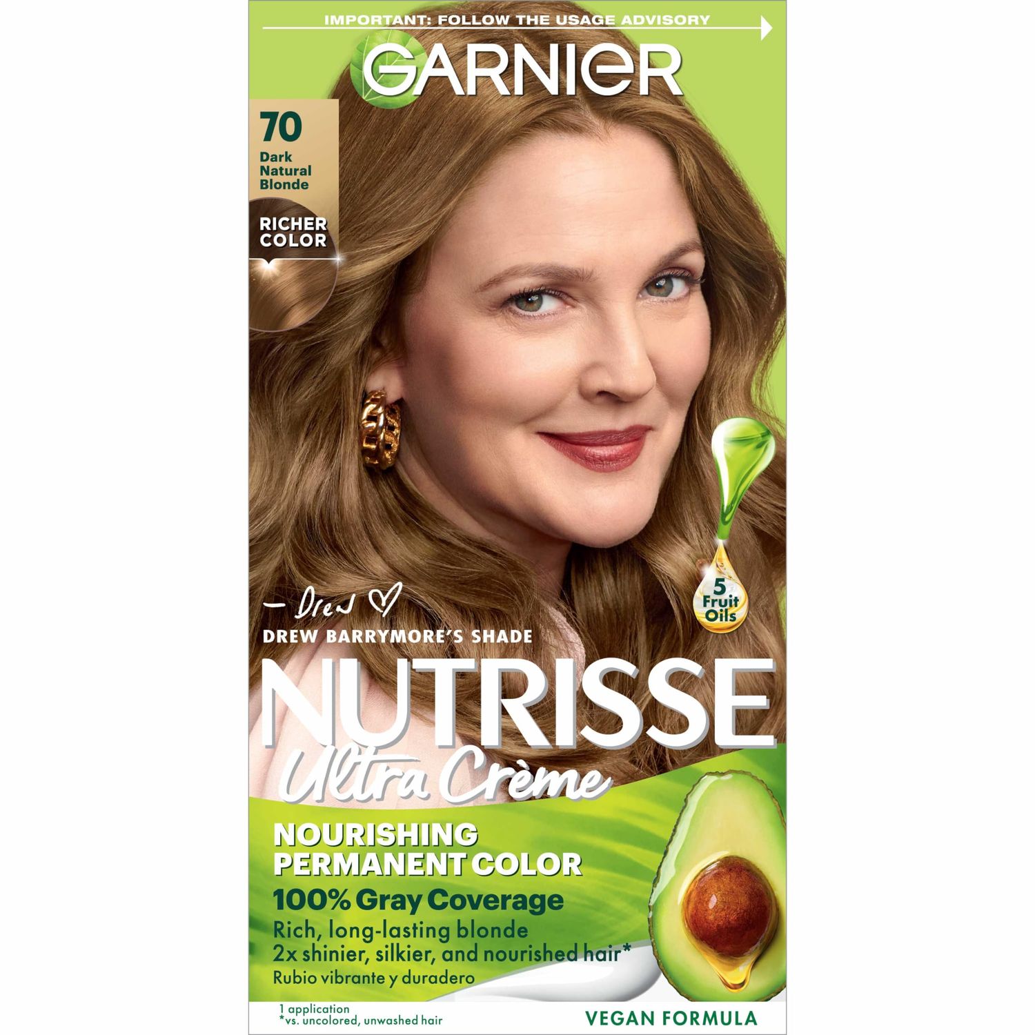Garnier Hair Color Nutrisse Nourishing Creme, 70 Dark Natural Blonde (Almond Crme) Permanent Hair Dye, 1 Count (Packaging May Vary)