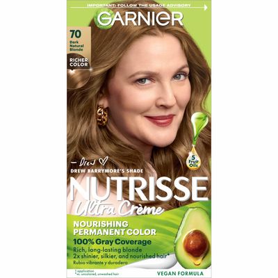 Garnier Hair Color Nutrisse Nourishing Creme, 70 Dark Natural Blonde (Almond Crme) Permanent Hair Dye, 1 Count (Packaging May Vary)