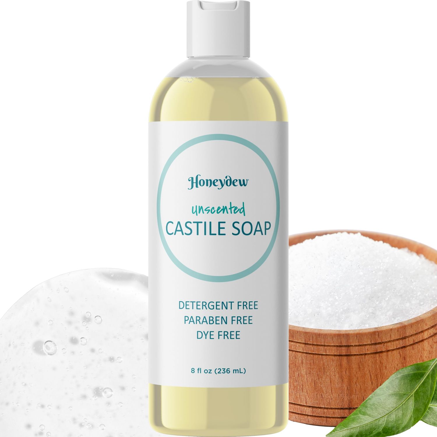 Castile Soap Liquid Unscented Cleanser - Liquid Castile Soap for Dry Sensitive Skin Care Routine and All Purpose Cleaner with Hydrating Glycerin for Hair and Skin - Hair Face and Body Soap Liquid