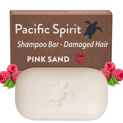 Pacific Spirit Bar Shampoo for normal hair with Coconut Oil &amp; Raspberry, Rich foam, Sulfate-Free, Soap-Free, Zero Waste, Vegan, Eco-Friendly, 3.53 Oz