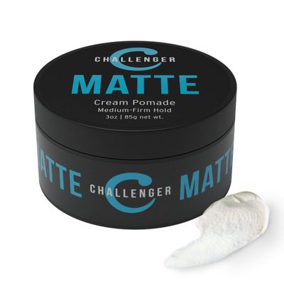 Challenger Mens Matte Cream Pomade | Natural Shine Free Finish Product | Clean &amp; Subtle Scent | Medium Firm Hold &amp; Travel Friendly | 3oz