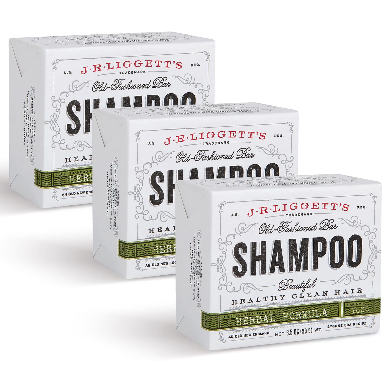 JRLIGGETT&#39;S All-Natural Shampoo Bar, Herbal Formula - Supports Strong and Healthy Hair - Nourish Follicles with Antioxidants and Vitamins - Detergent and Sulfate-Free, Set of 3, 3.5 Ounce Bar