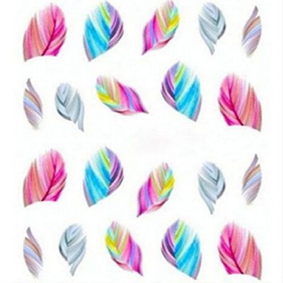 CJESLNA Colorful Beauty Leopard Water Transfer Stickers Nail Art Tips Feather Decals