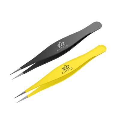Majestic Bombay Fine Point Tweezers for Women and Men - Splinter Ticks, Facial, Brow and Ingrown Hair Removal-Sharp, Needle Nose, Surgical Tweezers Precision Pluckers best tweezers for chin hair