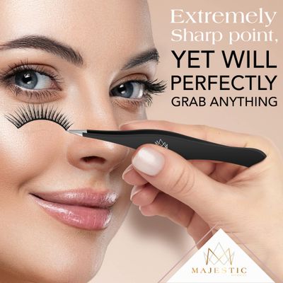 Majestic Bombay Fine Point Tweezers for Women and Men - Splinter Ticks, Facial, Brow and Ingrown Hair Removal-Sharp, Needle Nose, Surgical Tweezers Precision Pluckers best tweezers for chin hair