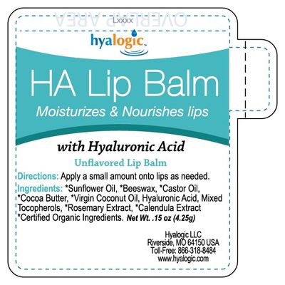 Hyalogic HA Lip Balm - Hyaluronic Acid & Organic, Natural Coconut Oil - Soothes Dry, Chapped Lips - Plumping, Moisturizing & Nourishing - Unflavored - Fragrance & Dye Free - 4.25g - 1 Stick