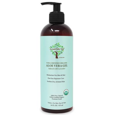 MOUNTAIN TOP Organic Aloe Vera Gel (16 fl oz / 473 mL) USDA Certified 100% Pure &amp; Natural - For Extremely Dry &amp; Itchy Skin