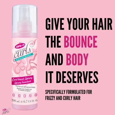 Dippity Do Curl Boost Spray - Weightless Leave-In Spray for Frizz-Free, Shiny, Bouncy Curls - Wheat Protein and Silk Amino Acids - 200 mL/6.7 fl oz