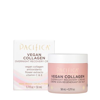 Pacifica Night Face Cream - Vegan Collagen Overnight Recovery Cream, Nighttime Face Cream for Anti-Aging &amp; Wrinkles, Improves Dry Skin &amp; Redness Vegan, Clean Beauty, Dermatologist Tested