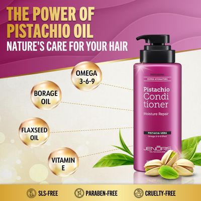 Jenoris Pistachio Conditioner for Color Treated Hair, Moisturizing Conditioner for Women, Enriched with Natural Oils, Salon Professional, SLS & Paraben-Free, Deep Conditioner for Dry Hair, 16.9 Fl Oz
