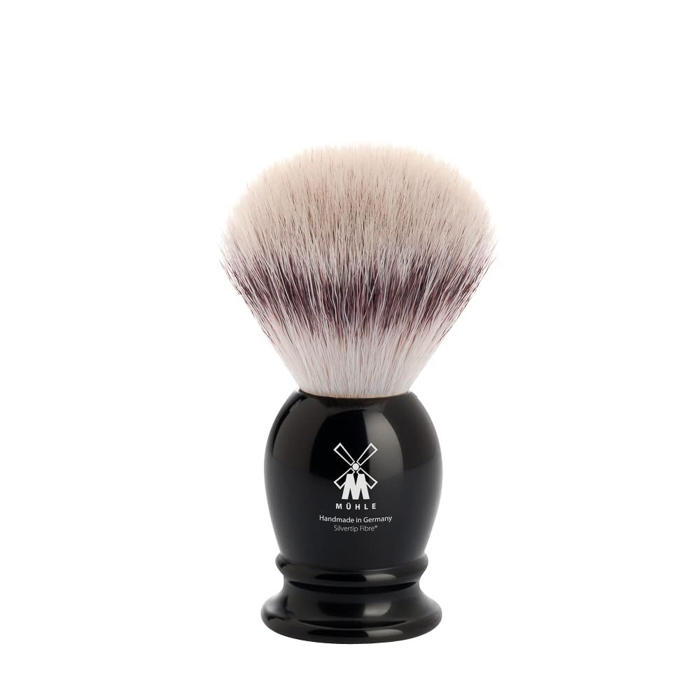 MHLE Classic Silvertip Badger Fiber Brush | High-Grade Black Resin Handle | Luxury Shave Accessory for Men