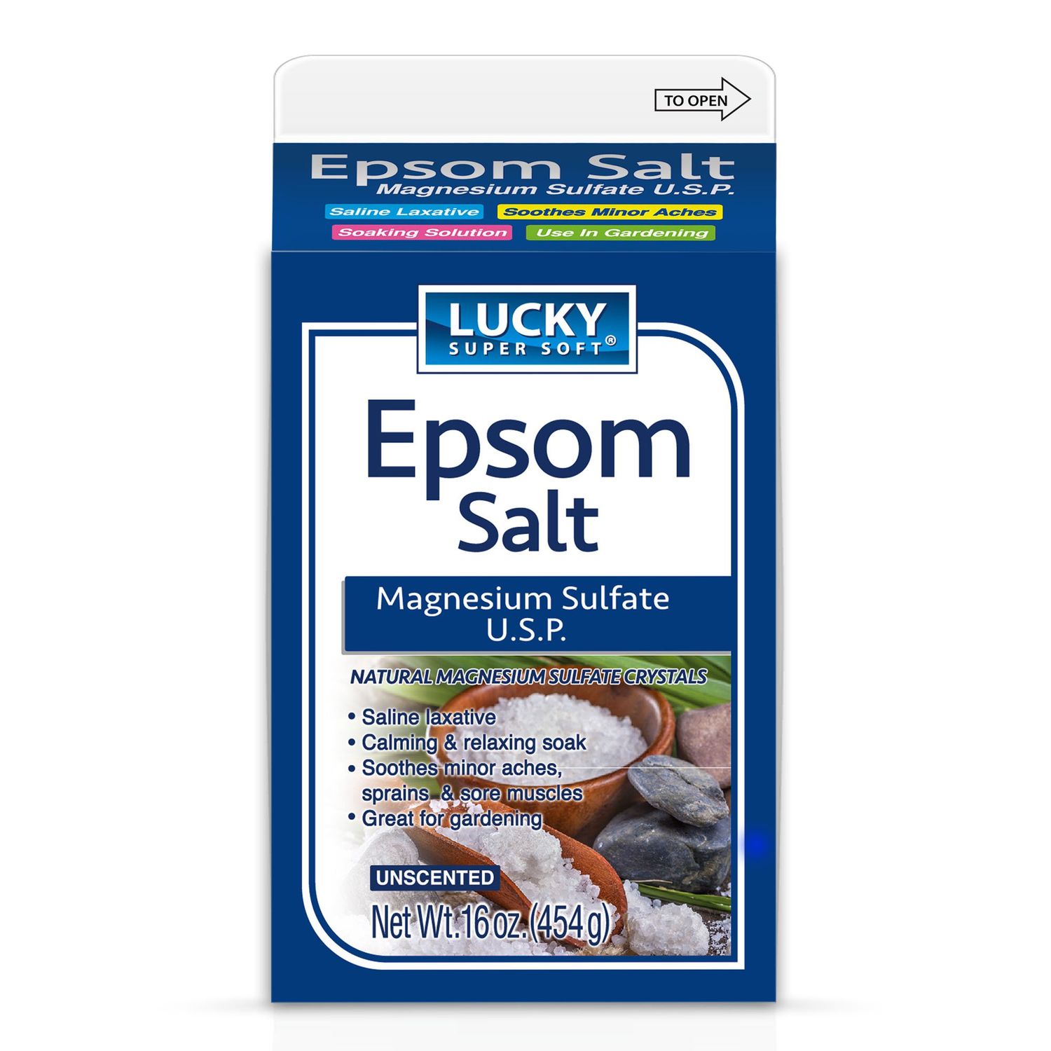 Lucky Super Soft Magnesium Sulfate U.S.P. Epsom Salt, 16 Ounce