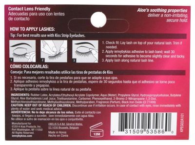 Kiss I Envy Strip Eyelash with Aloe Adhesive Black 0.25oz (2 Pack)