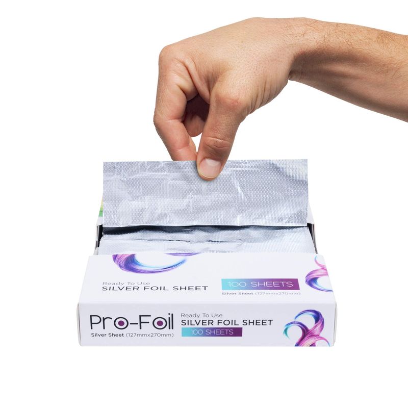 Just Home Pop Up Hair Highlighting Foils | Pre - Cut Aluminium Sheets for Bleaching, Highlighting, Color, Lightening | Ready to Use Silver Sheets | 100 Sheets