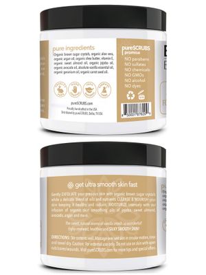 pureSCRUBS Premium Vanilla Brown Sugar Scrub | Face, Feet &amp; Full Body Scrub | Large 16oz Jar Includes Wooden Spoon, Loofah &amp; Mini Exfoliating Bar Soap
