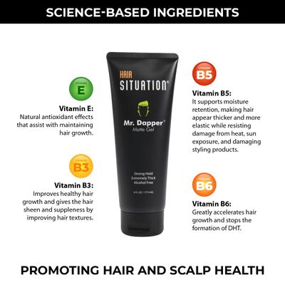 Hair Situation Mr. Dapper Matte Look - Extra Strong Firm Hold Hair Gel for Men, Made for All Hair Types, Anti-Humidity Shield, Anti-Frizz and Fly Away, Alcohol-Free, No Flake Formula 6 Fl Oz