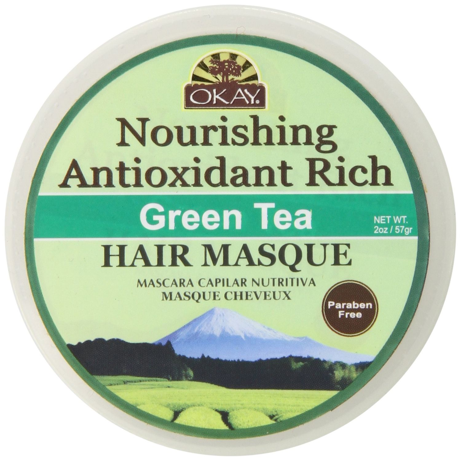 OKAY | Green Tea Nourishing Antioxidant Rich Hair Masque | For All Hair Types &amp; Textures | Revitalize - Rejuvenate - Restore | With Tea Tree Oil | Free of Paraben, Silicone, Sulfate | 2 oz