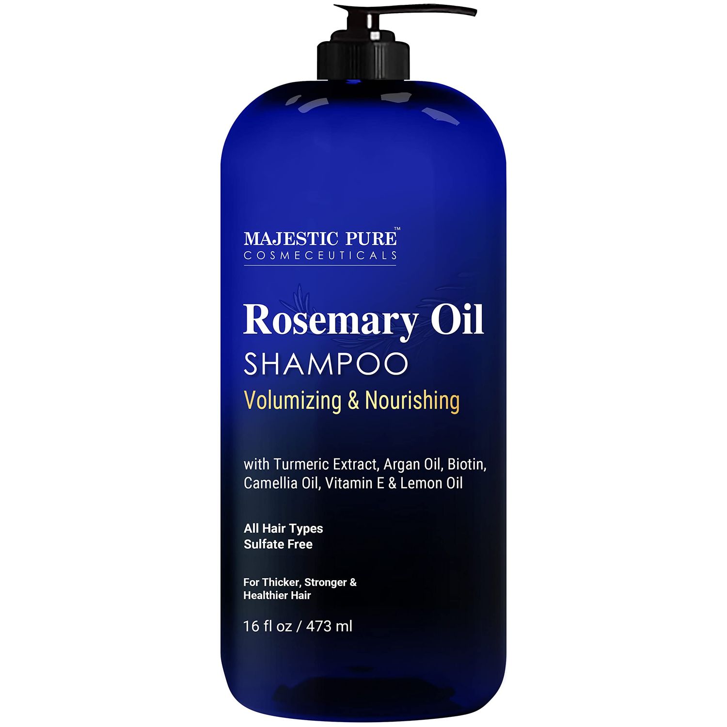 Majestic Pure Rosemary Oil Shampoo for Hair Growth - Volumizing &amp; Nourishing Shampoo - with Vitamin E &amp; Argan Oil - Sulfate Free, for Men &amp; Women - 16 fl oz
