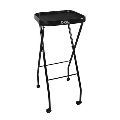 Betty Dain Folding Service Tray, Organized Work Area For Salon Services, Simple Tray Lock Release Tilts to Upright Storage Position, Rubber Wheels, 14.5 x 13.5 Inch Tray, 35 Inch height