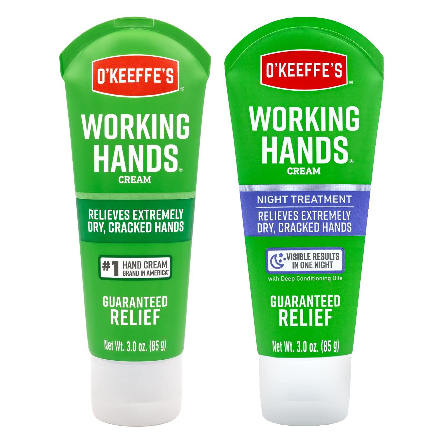 O&#39;Keeffe&#39;s Working Hands Hand Cream; 3 oz Tube and Night Treatment Hand Cream; 3 oz Tube